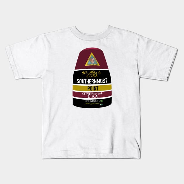 Southernmost Point Buoy Kids T-Shirt by Lgoodstuff